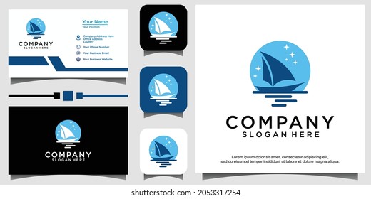 Silhouette of Dhow logo design Traditional Sailboat from Asia Africa