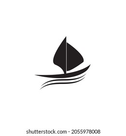 Silhouette of Dhow logo design, Traditional Sailboat from Asia Africa