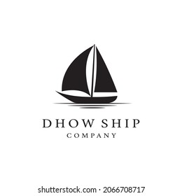 Silhouette of Dhow logo design, Traditional Sailboat from Asia Africa