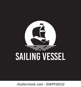 Silhouette of Dhow logo design, Traditional Sailboat