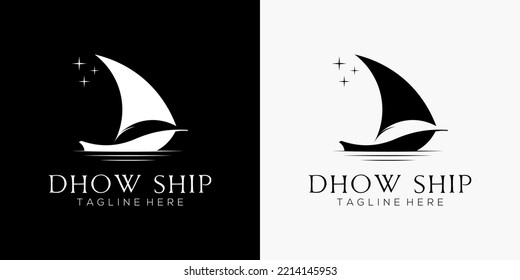 Silhouette of Dhow logo design, Traditional Sailboat