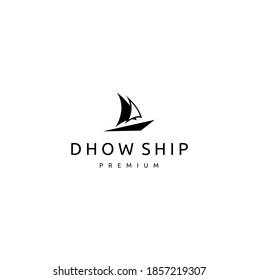 Silhouette of Dhow Ship Logo Design, Traditional Sailboat from Asia and Africa