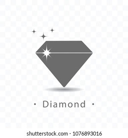 Silhouette diamond icon vector illustration on transparent background.