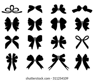 Silhouette of different bows, vector