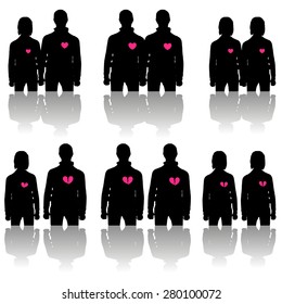 Silhouette Of Different Couples.