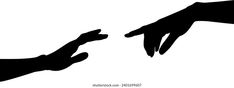 silhouette different hand of vector