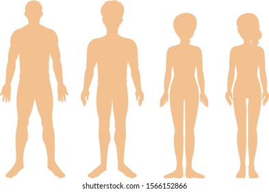 Silhouette of different human on white background illustration