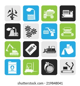 Silhouette different kind of business and industry icons - vector icon set