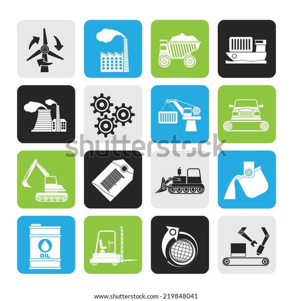 Silhouette different kind of business and industry\
icons - vector icon\
set
