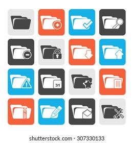 Silhouette Different kind of folder icons - vector icon set