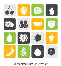 Silhouette Different kind of fruit and  icons - vector icon set