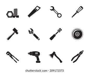 Silhouette different kind of tools icons - vector icon set