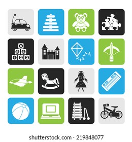 Silhouette different kind of toys icons - vector icon set