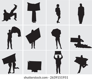 silhouette of different people with lgbt flags pride month   celebration
