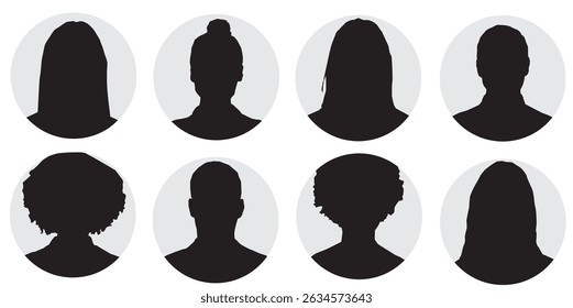 silhouette of different people profile avatar