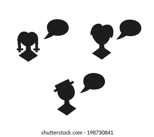 silhouette of different people with speak bubble