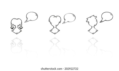 silhouette of different people with speak bubble
