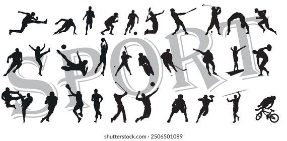 silhouette of different sports collection vector