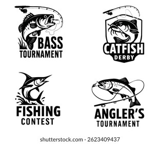 silhouette of differnt type fish design vector art
