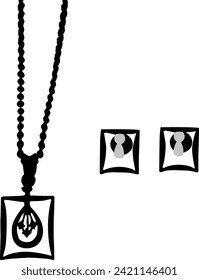 silhouette dimond neckless on white background