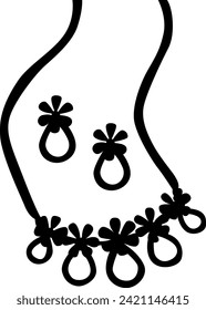 silhouette dimond neckless on white background