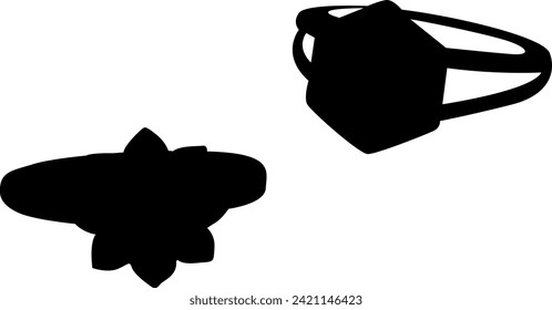 silhouette dimond ring on white background