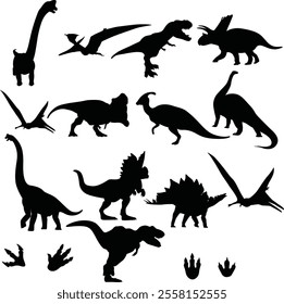 Silhouette Dinosaur Animal Symbol Bundle