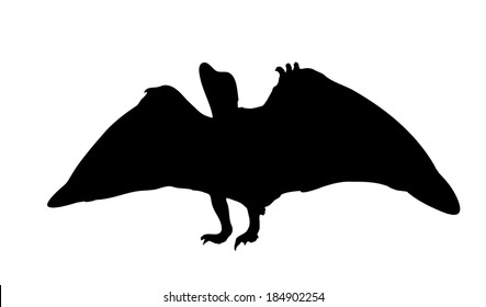 Silhouette Dinosaur. Black Vector Illustration.