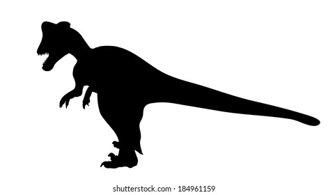 Silhouette Dinosaur. Black Vector Illustration.