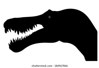 Silhouette Dinosaur. Black Vector Illustration.