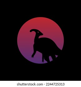 silhouette of a dinosaur with great power