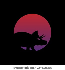 silhouette of a dinosaur with great power