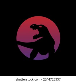 silhouette of a dinosaur with great power