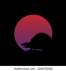 silhouette of a dinosaur with great power