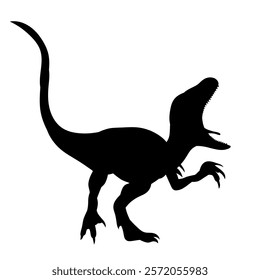 silhouette dinosaur roars on white background vector