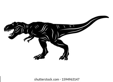 Silhouette of Dinosaur t-rex isolated on white background. Vector illustration 