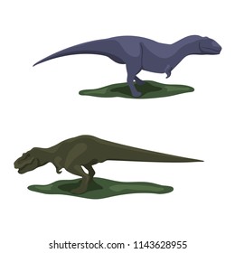 Silhouette with dinosaur. Vector. Rex. Predator. Two colors