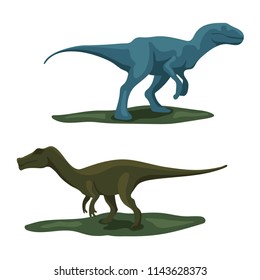 Silhouette with dinosaur. Vector. Rex. Two colors. Predator