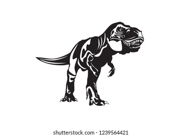 Silhouette dinosaurs in black and white