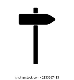 A silhouette of a direction indicator, an arrow showing the direction, and a pointer icon. Isolated on a white background. Vector graphics