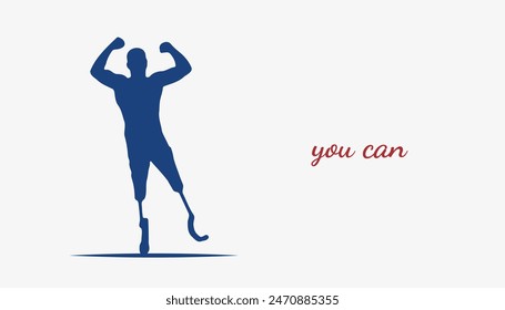 Silhouette of a Disabled Athlete Raising Arms, Symbolizing Empowerment and Strength in Overcoming Challenges.