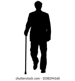 Silhouette of disabled people on a white background.