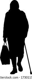 Silhouette of disabled people on a white background