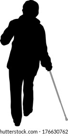Silhouette of disabled people on a white background