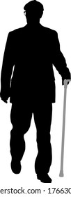 Silhouette of disabled people on a white background