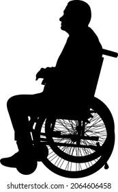 Silhouette of disabled people on a white background.