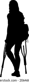 Silhouette of disabled people on a white background.