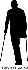 Silhouette of disabled people on a white background.