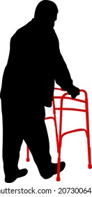 Silhouette of disabled people on a white background.