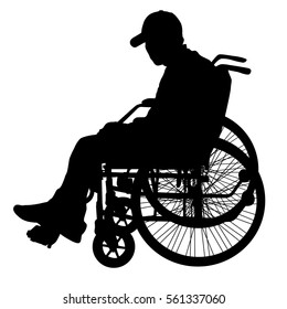 Silhouette of disabled people on a white background. Vector illustration.